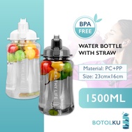 1500ML Water Bottle with Straw 1500ML Botol Air dengan Straw 带吸管水瓶