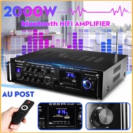 220V-240V 2000W Powerful Bluetooth 4-16ohm Stereo Audio Power HiFi Amplifier Karaoke Amp +RC Support