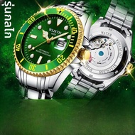 นาฬิกาข้อมือชาย Mechanical Automatic แบบน้ำหนักน้ำได้ วันเกิด เวลาตั้งช่วงกลางคืน นาฬิกาข้อมือแบบยูน