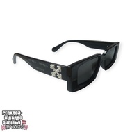 HEYMOU 0FF WHITE ARTHUR WORDS RECTANGLE BLACK GLASS - BLACKGLOSSY FRAME GLASSES