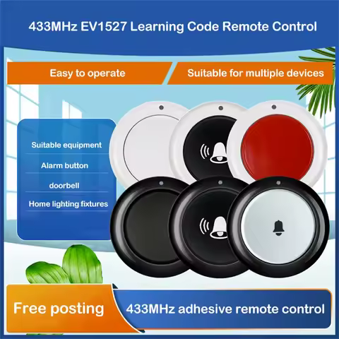 EV1527 Chip Learning Type 6V 433Mhz Wireless Remote Control 1 Button Round Remote Control Switch Fee