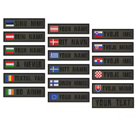 1PC 10cmX2.5cm Custom Name Flag Patch Stripes Badge Iron On Or Hook Loop Estonia Austria Bulgaria Hu