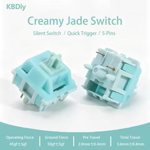KBDiy Creamy Jade Switch 45gf Creamy Linear Silent Switches HIFI Pre Lubed POM For Custom DIY 60% 75