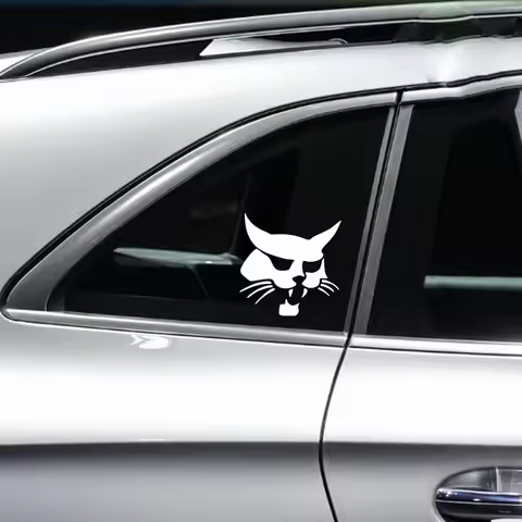 Cat JDM Waterproof Motorcycle Windshield Sticker, Vinyl Decal, Sunscreen, Decoration, Bobcat Head, C