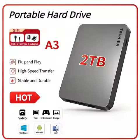 For Toshiba A3 Mobile Hard Disk USB3.0 1TB High Speed Portable External Hard Drive 2TB Mobile Solid 