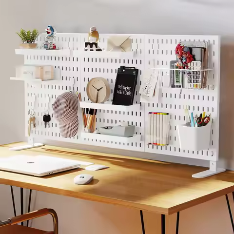 DIY Desk Pegboard Organizer – Dual Mount Modes (Stand/Clamp-On) for Storage of Stationery, Samples &