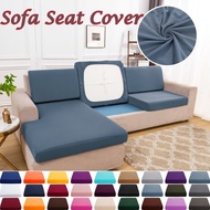 【10 Colors 】Elastic Sarung Sofa Seat Covers Solid Color Sofa Cushion Covers for Living Room Funiture Protector Couch Cover L Shape Armchaircover Sofa Slipcovers 1 2 3 4 Seater 1pcs