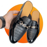 Giày sục nam công sở cao cấpgiày lười dáng hàn quốc in vân cá sấu thiết kế xích kim loại cao cấp RUN