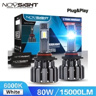 2ชิ้นPlug &amp; Play Novsight F03 LEDไฟหน้ารถหลอดไฟ9005 9006 H4 H7 H11ไฟLEDสำหรับสูง/ต่ำไฟตัดหมอกไฟ6000พันSuper Bright 80วัตต์15000LMรับประกัน1ปีจัดส่งฟรี