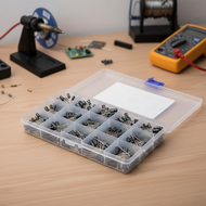 200PCS 15 Types Capacitor Collection 0.1uF-220uF 10V/16V/25V/50V Aluminum Electrolytic Capacitor Box
