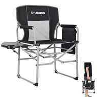 FUNDANGO Portable Lightweight Folding Camping Director Chair with Side Table Oversized Camp Chair Al