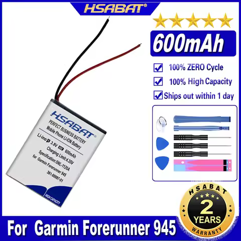 HSABAT 361-00097-01 600mAh Battery for Garmin Forerunner 945 SportWatch Batteries