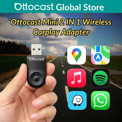 Ottocast MINI Wireless Carplay Adapter Android Auto 5GHz WiFi Fast Connect One Click Switch Dongle f