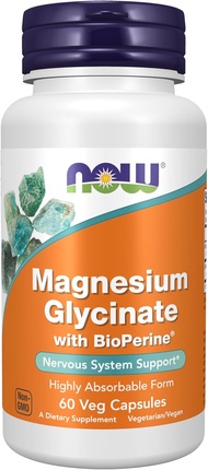 NOW Foods Mag-G Magnesium Glycinate - 60/180 CapsulesTablets นาวฟู้ดส์ แม็กจี แมกนีเซียม ไกลซิเนท บร