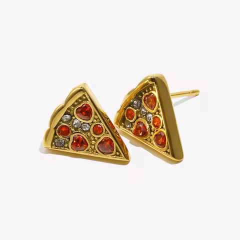E.B.belle Summer Sweet Color Series Sandwich Pizza Ice Cream Earrings 18K Gold Plated Jewelry 316L S