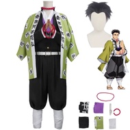 Anime Himejima Gyomei Cosplay Costume Monk Printing Outer Drape Wig Team Uniform Bracelets Man Hallo
