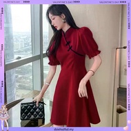 Puff Sleeve Cheongsam Dress woman Long Daily Cheongsam Improved Version Plus Size 2024 Retro Chinese