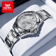 OPK นาฬิกาสำหรับผู้หญิงสายโลหะกันน้ำไม่ขึ้นสนิมดีไซน์ใหม่สไตล์เกาหลีลำลองสายนาฬิกาขนาดเล็กของแท้ดั้ง