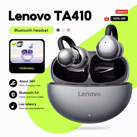 Lenovo Earbuds TA410 Bluetooth 5.4 TWS Ear Clip | Touch Control, Long Battery with Mic