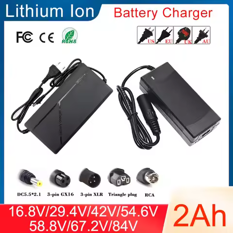 16.8V/29.4V/42V/54.6V/67.2V/58.8V/84V 2A Lithium Battery Charger For 4S 6S 7S 10S 13S 16S 20S 14.8V-