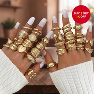 30 Metal Twisted Star Rings for Women, Hip Hop Fashion Jewelry Set  30 Cincin Bintang Logam Twisted 