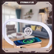 [eternally.sg] Wireless Charger Wooden LED Table Lamp with Clock Night Light for Home Office