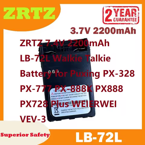 ZRTZ 7.4V 2200mAh LB-72L Walkie Talkie Battery for Puxing PX-328 PX-777 PX-888K PX888 PX728 Plus WEI