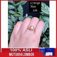 cincin emas 22 karat mutiara laut lombok jewelry south sea pearl - hitam 9