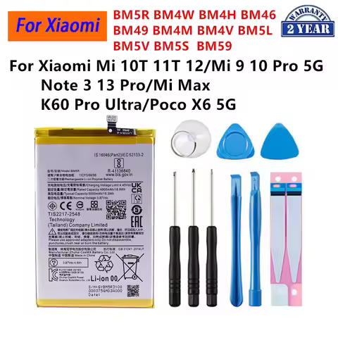 BM5R BM4W BM49 BM4M BM4V BM5L BM5V BM5S BM59 Battery For Xiaomi Mi 10T 11T 12 Mi 9 10 Pro 5G Note 3 