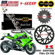KAWASAKI 750cc ZX-7RR Full Set Regina Black Dual Chain 525 ZRA Steel Sprocket Sets