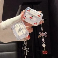 Simple Transparent Dropped Cherry Bow AirPods Pro3 Case AirPods 4/4anc Case AirPods Case For AirPods