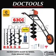 HILTEM EARTH AUGER W/12" DRILL BIT + WHEEL PUSH BRACKET (63CC) /MESIN GERUDI KOREK TANAH