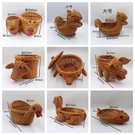 Creative Handmade Rattan Woven Rattan Fruit Basket Animal Desktop Fruit Storage Basket Fruit Plate S