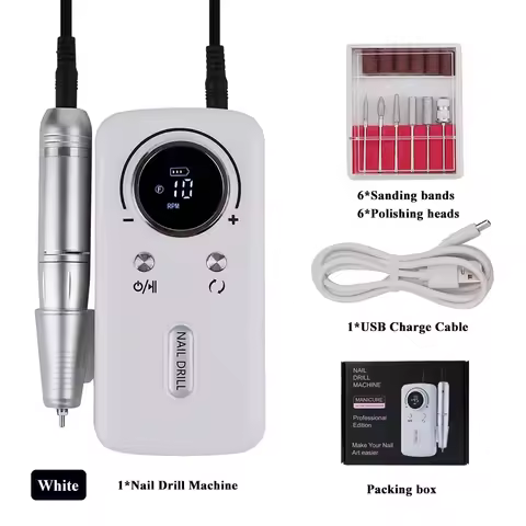 Professional Rechargeable Portable Electric Nail File,Cordless Nail E File for Acrylic Nails Gel Pol