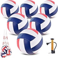 ELKCIP 6 Pack Volleyballs Official Size 5, Waterproof Soft Bulk Recreational Volley Balls with Pump 