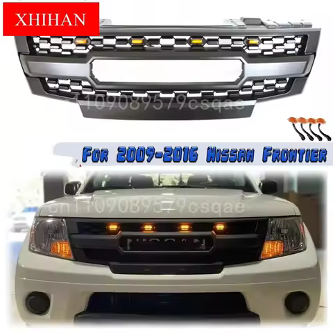 For 2009-2016 Nissan Frontier Front Grille Bumper Black Grill W/Lights Letters