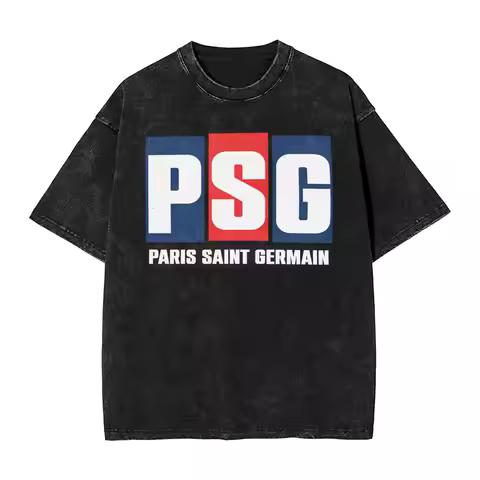 T-Shirt Harajuku T-Shirts Short-Sleeved Vintage Tops PSG Logo Summer Cotton Comfortable Oversized To