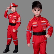 Halloween Role Play Children's Fire Suits Suit Little Fireman Performance Costume Boys and Girls Firefighter Experience Costume