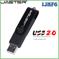 IJNFG JASTER TYPE C USB แฟลชไดร์ฟ2.0 128GB 64GB 16GB 32GB กับพวงกุญแจไดรฟ์พกพาหมุน Pendrive คอมพิวเตอร์โทรศัพท์มือถือใช้ได้สองแบบ