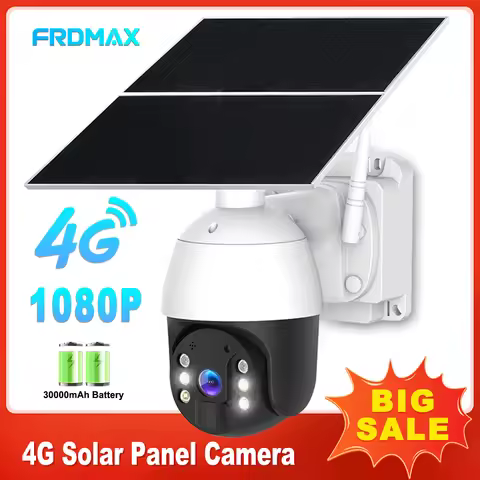 4G SIM Card Solar Camera Outdoor 4X Zoom PTZ IP Cam 20W Solar Panel Security Camera 30000mAH Battery