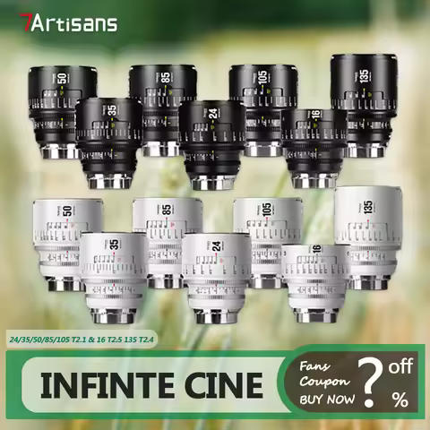 7artisans INFINTE Full Frame 24mm 35mm 50mm 85mm 105mm T2.1 16mm T2.5 135mm T2.4 Cine Camera Lens fo