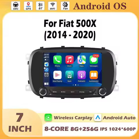 7 Inch For Fiat 500X 2014-2020 Android 16 Auto Car Radio Navigation GPS Multimedia Video Player Tool