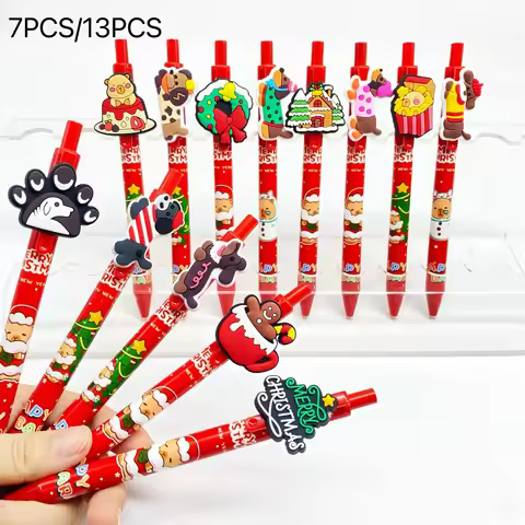 Christmas Series Sausage Dog 7PCS/13PCS round Pen Student Writing Pens Portable Office Stationery Ba