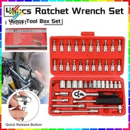 46pcs Ratchet Wrench Set Hand Tool Set Car Motorcycle Repairing Tool Box