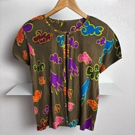 絕版收藏 ::三宅一生 Issey Miyake :: Pleats Please PP 鬥牛雲圖樣 秋香色外罩衫 上衣 3號