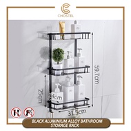 Chostel BR007 Black Aluminium Alloy Anodizing Bathroom Storage Rack Bathroom Storage Shelf for Bathr