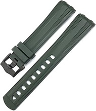 GANYUU 19mm 20mm 21mm Curved End Fluorous Rubber Watch Band Fit for Omega Speedmaster Moon Watch For Seamaster 300 AT150 Soft Bracelet (Color : Green Black Buckle, Size : 20mm)