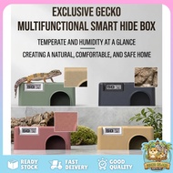 Gecko Hide Box with Thermometer Reptile Smart Cave leopard gecko Hiding Cave small reptile house sec
