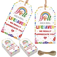 Funmemoir 50pcs You are a Real Lifesaver Thank You Gift Tags Appreciation Tags with String We Really