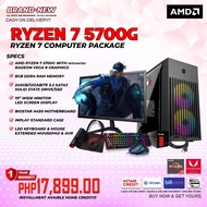 BRANDNEW Computer Set CPU-YGT MARS 8 Casing-AMD Ryzen 7 5700G-8gb DDR4 256gb SSD-18.5 WIDE Monitor